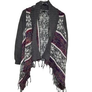 Poof Waterfall Front Open Shawl Cardigan S